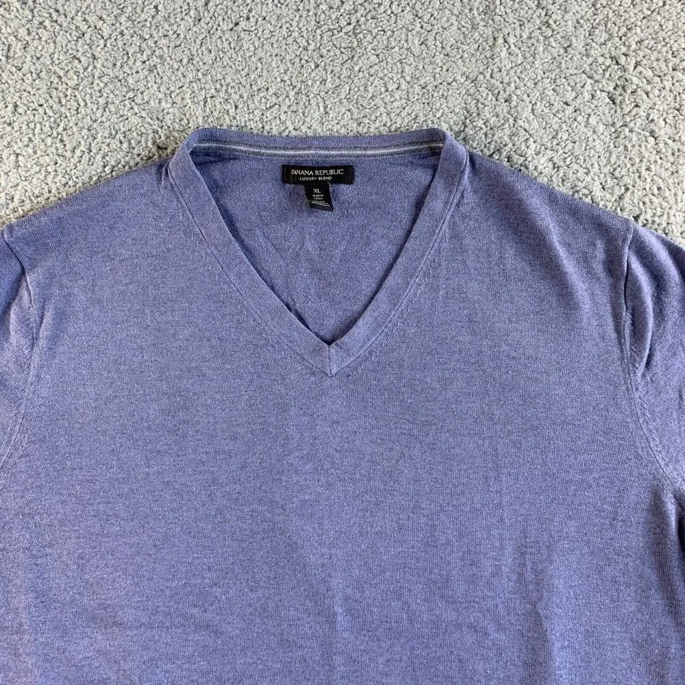 Banana‎ Republic Sweater Mens XL Purple Luxury Blend Silk Cashmere Pullover